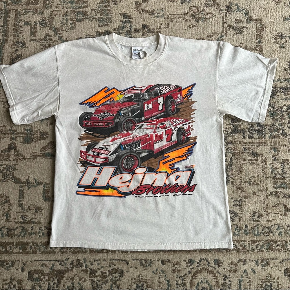 Vintage Hejna Brothers Racing T-Shirt Budweiser Harley Mens Large